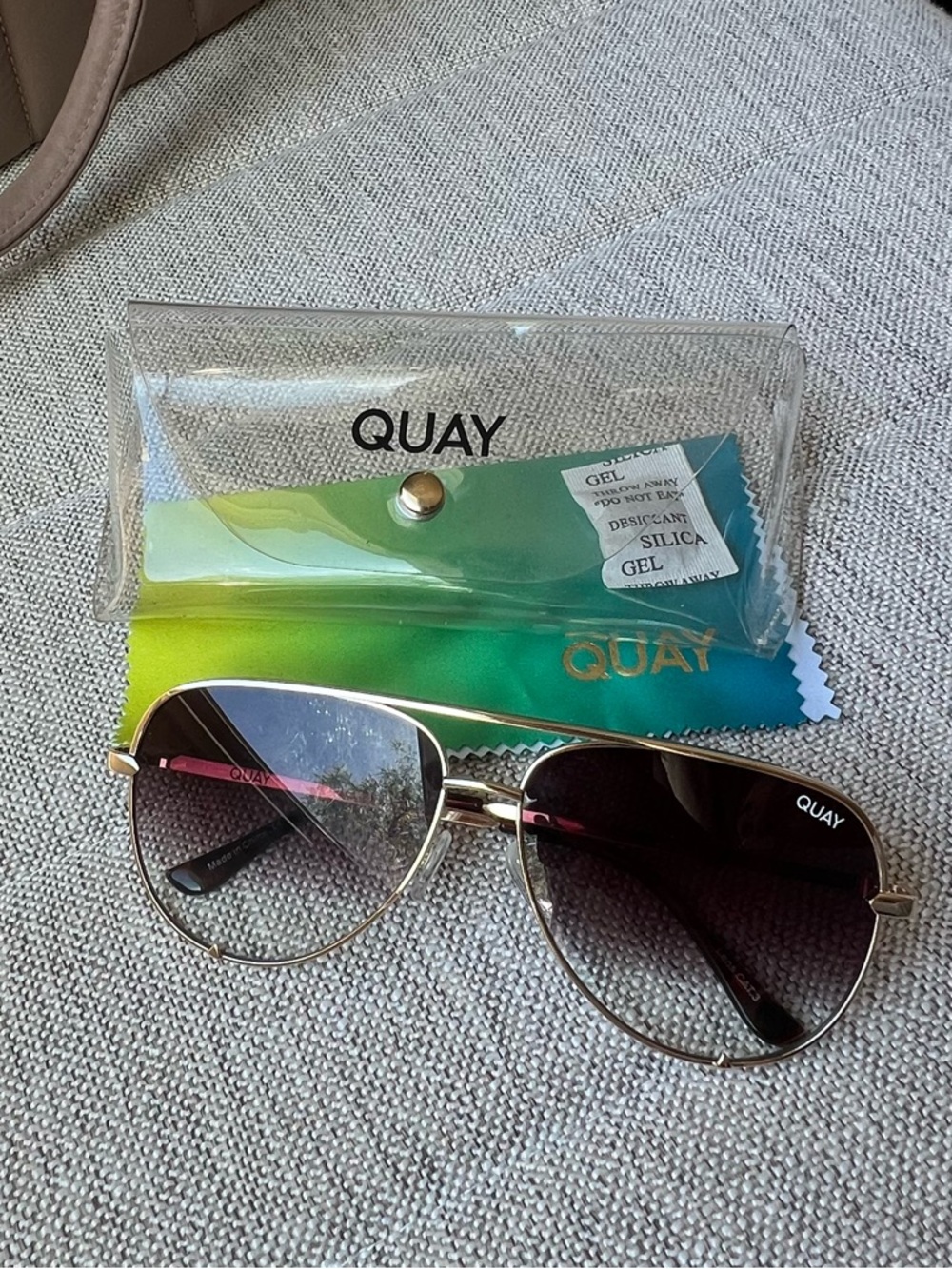 Quay Australia Gold Frame Sunglasses with Dark Gradient Lenses
